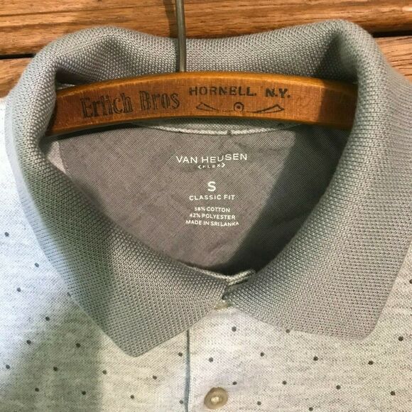 Van Heusen Flex Men's size S Gray Knit Polo Shirt Classic Fit Short Sleeve - Picture 8 of 11